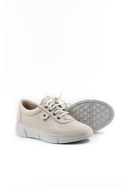 Ogroman İçi Dışı Hakiki Deri Bej Kadın Spor Sneaker Ayakkabı AH08408261808C