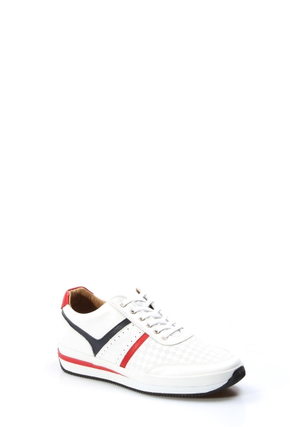  Ogroman İçi Dışı Hakiki Deri Beyaz Erkek Sneaker Spor Ayakkabı AH078561311795