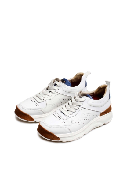 Ogroman İçi Dışı Hakiki Deri Beyaz Mavi Erkek Tarz Sneaker Spor Ayakkabı AH0771713117123