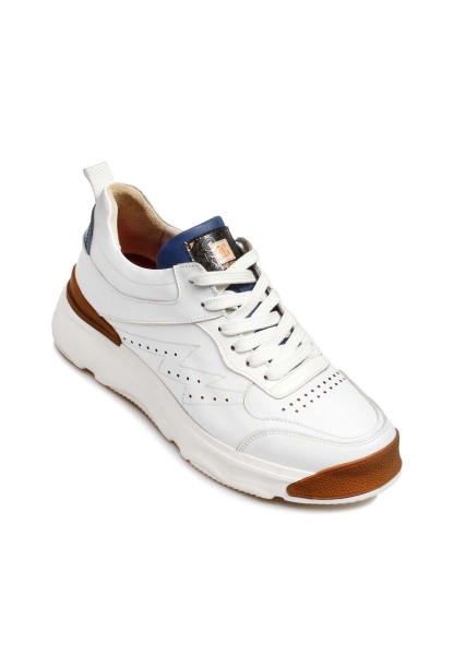 Ogroman İçi Dışı Hakiki Deri Beyaz Mavi Erkek Tarz Sneaker Spor Ayakkabı AH0771713117123