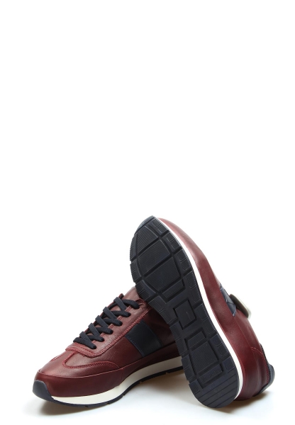 Ogroman İçi Dışı Hakiki Deri Bordo Erkek Bağcıklı Sneaker Spor Ayakkabı  AH077231318119