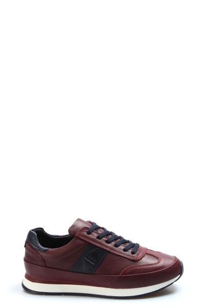 Ogroman İçi Dışı Hakiki Deri Bordo Erkek Bağcıklı Sneaker Spor Ayakkabı  AH077231318119