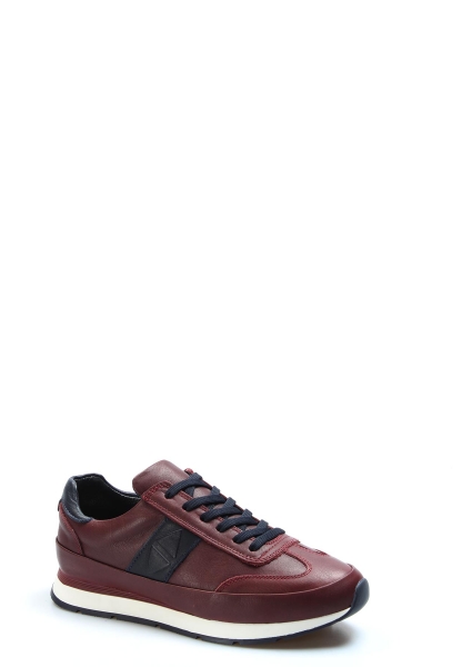 Ogroman İçi Dışı Hakiki Deri Bordo Erkek Bağcıklı Sneaker Spor Ayakkabı  AH077231318119