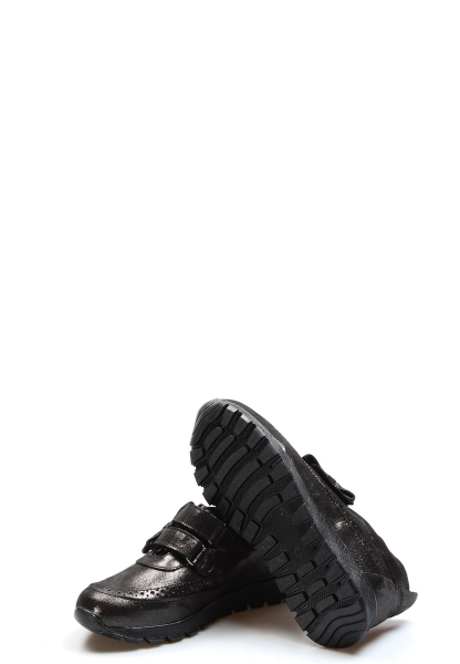 Ogroman İçi Dışı Hakiki Deri Çelik Simli Kız Çocuk Sneaker Ayakkabı AH078376103