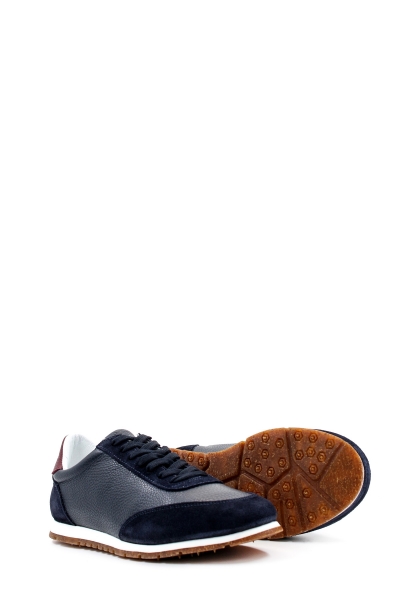 Ogroman İçi Dışı Hakiki Deri Lacivert Erkek Spor Sneaker Ayakkabı AH087231313505 