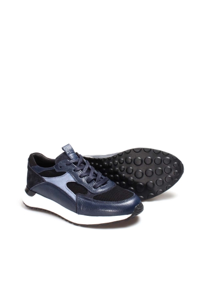 Ogroman İçi Dışı Hakiki Deri Lacivert Mavi Erkek Sneaker Spor Ayakkabı AH07582131523