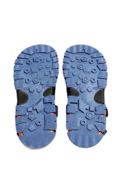 Ogroman İçi Dışı Hakiki Deri Mavi Cırtcırtlı Unisex Çocuk Sandalet AH0757424311005