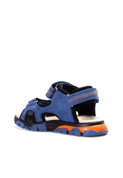Ogroman İçi Dışı Hakiki Deri Mavi Cırtcırtlı Unisex Çocuk Sandalet AH0757424311005