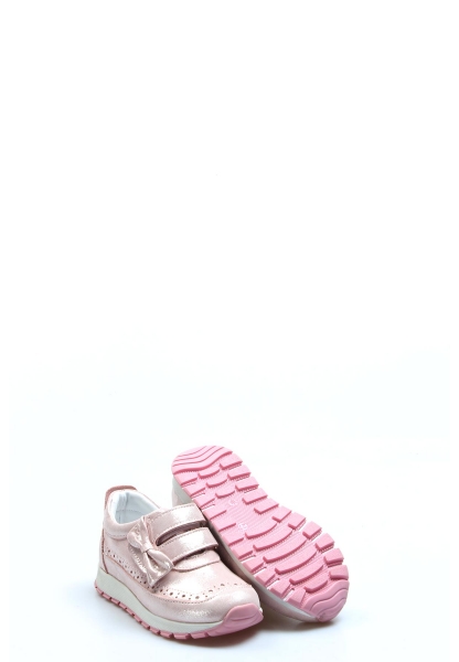 Ogroman İçi Dışı Hakiki Deri Pudra Simli Kız Çocuk Spor Sneaker Ayakkabı AH0783716103