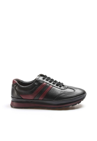 Ogroman İçi Dışı Hakiki Deri Siyah Bordo Ortopedik Erkek Sneaker Spor AH07662711001