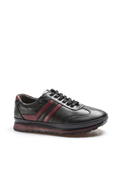 Ogroman İçi Dışı Hakiki Deri Siyah Bordo Ortopedik Erkek Sneaker Spor AH07662711001