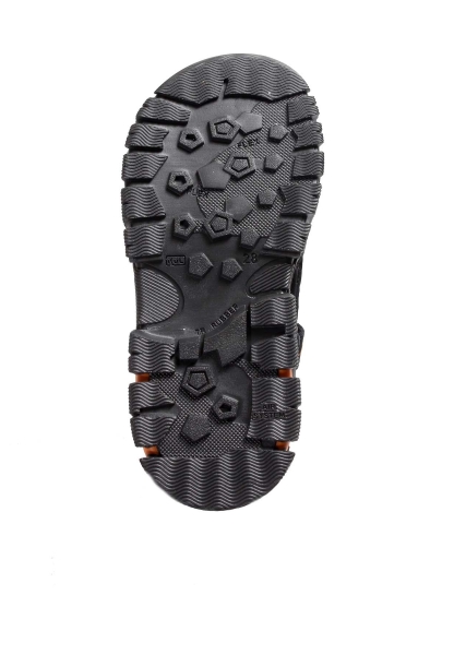 Ogroman İçi Dışı Hakiki Deri Siyah Cırtcırtlı Unisex Çocuk Sandalet AH0757424311005