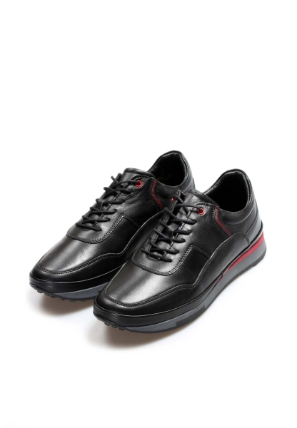 Ogroman İçi Dışı Hakiki Deri Siyah Erkek Sneaker Spor Ayakkabı AH078551311312