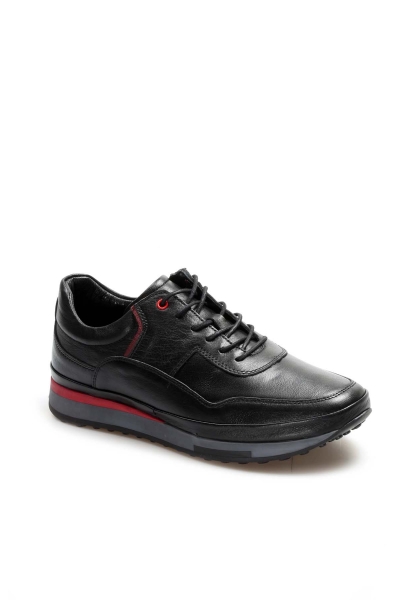 Ogroman İçi Dışı Hakiki Deri Siyah Erkek Sneaker Spor Ayakkabı AH078551311312
