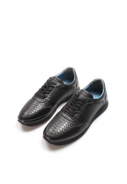 Ogroman İçi Dışı Hakiki Deri Siyah Erkek Sneaker Spor Ayakkabı AH079511316530