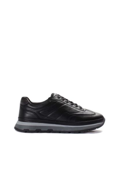 Ogroman İçi Dışı Hakiki Deri Siyah Erkek Spor Sneaker Ayakkabı AH07722131648