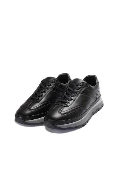 Ogroman İçi Dışı Hakiki Deri Siyah Erkek Spor Sneaker Ayakkabı AH07722131648