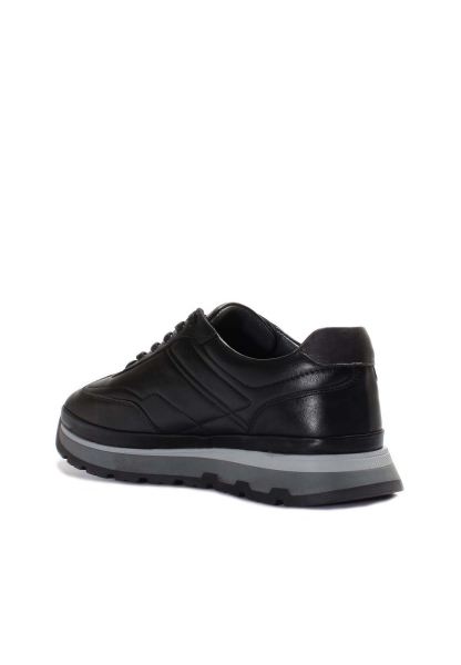 Ogroman İçi Dışı Hakiki Deri Siyah Erkek Spor Sneaker Ayakkabı AH07722131648