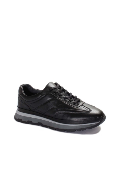 Ogroman İçi Dışı Hakiki Deri Siyah Erkek Spor Sneaker Ayakkabı AH07722131648