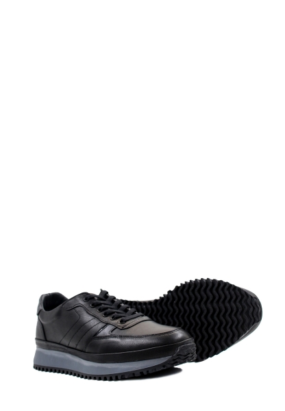 Ogroman İçi Dışı Hakiki Deri Siyah Erkek Spor Sneaker Ayakkabı AH08722131977