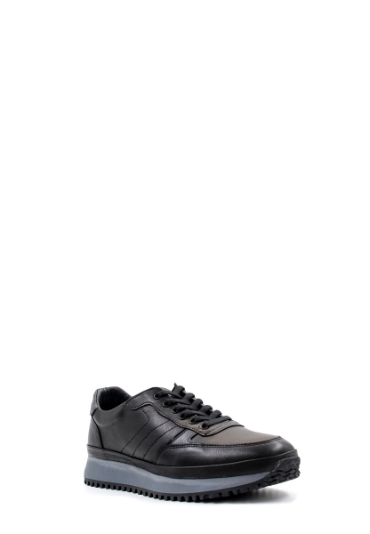Ogroman İçi Dışı Hakiki Deri Siyah Erkek Spor Sneaker Ayakkabı AH08722131977