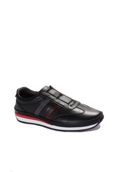 Ogroman İçi Dışı Hakiki Deri Siyah Erkek Spor Sneaker Ayakkabı AH088561311893