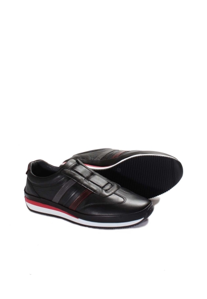 Ogroman İçi Dışı Hakiki Deri Siyah Erkek Spor Sneaker Ayakkabı AH088561311893