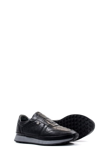 Ogroman İçi Dışı Hakiki Deri Siyah Erkek Spor Sneaker Ayakkabı AH08951131214