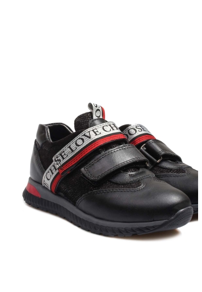 Ogroman İçi Dışı Hakiki Deri Siyah Gümüş Unisex Çocuk Casual Ayakkabı AH070062411020