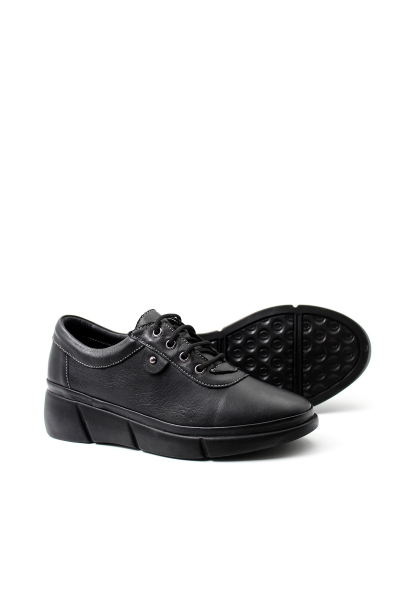 Ogroman İçi Dışı Hakiki Deri Siyah Kadın Spor Sneaker Ayakkabı AH08408261808
