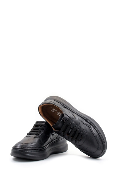 Ogroman İçi Dışı Hakiki Deri Siyah Kadın Spor Sneaker Ayakkabı AH084092613156