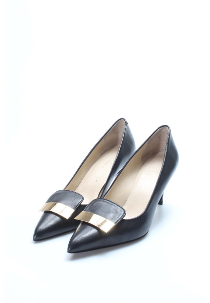 Ogroman İçi Dışı Hakiki Deri Siyah Kadın Stiletto İnce Topuk Ayakkabı AH0701926121-514