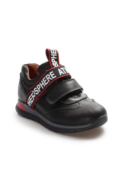 Ogroman İçi Dışı Hakiki Deri Siyah Kırmızı Unisex Çocuk Sneaker Spor Ayakkabı AH070062411020