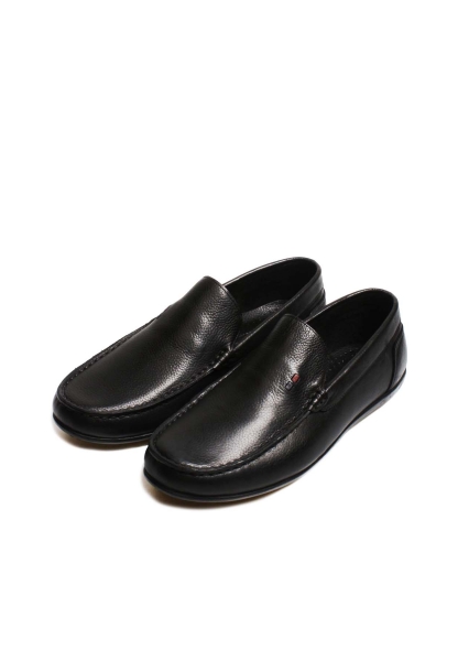 Ogroman İçi Dışı Hakiki Deri Siyah Ortopedik  Erkek Loafer Ayakkabı AH078151311502