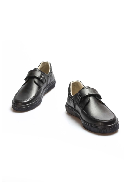 Ogroman İçi Dışı Hakiki Deri Siyah Unisex Çocuk Casual Ayakkabı AH0777061917