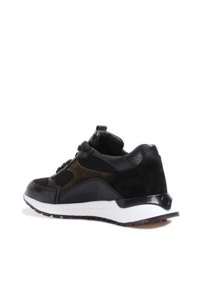 Ogroman İçi Dışı Hakiki Deri Siyah Yeşil Erkek Spor Sneaker Ayakkabı AH07582131523