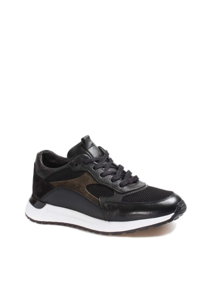 Ogroman İçi Dışı Hakiki Deri Siyah Yeşil Erkek Spor Sneaker Ayakkabı AH07582131523