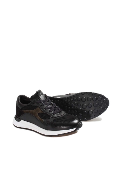 Ogroman İçi Dışı Hakiki Deri Siyah Yeşil Erkek Spor Sneaker Ayakkabı AH07582131523