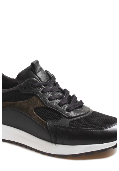 Ogroman İçi Dışı Hakiki Deri Siyah Yeşil Erkek Spor Sneaker Ayakkabı AH07582131523