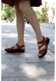Ogroman İçi Dışı Hakiki Deri Taba Kadın Klasik Hafif Taban Sandalet AH07952261951