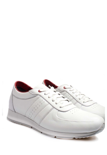 Ogroman İçi Dışı Kaliteli Hakiki Deri Beyaz Erkek Sneaker Spor Ayakkabı AH07951131555
