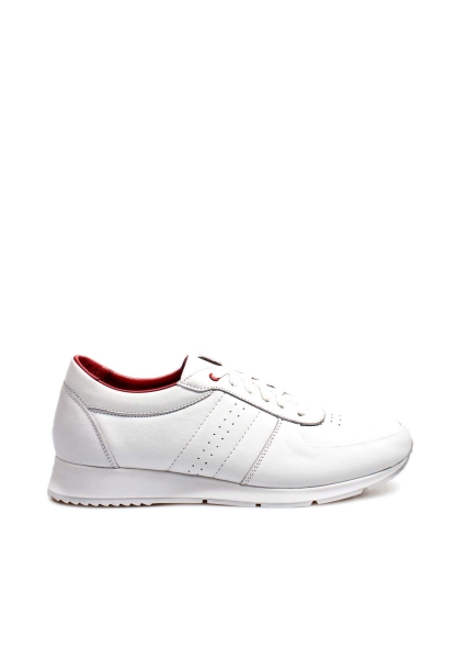 Ogroman İçi Dışı Kaliteli Hakiki Deri Beyaz Erkek Sneaker Spor Ayakkabı AH07951131555