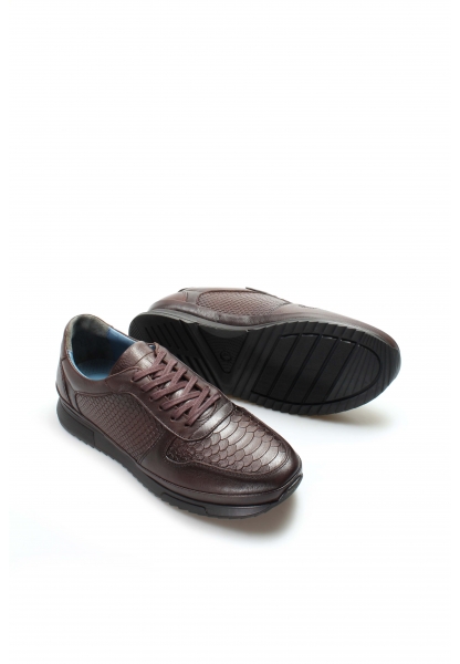 Ogroman İçi Dışı Kaliteli Hakiki Deri Kahve Erkek Sneaker Spor Ayakkabı AH079511316530