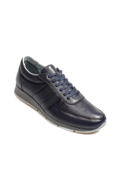 Ogroman İçi Dışı Kaliteli Hakiki Deri Lacivert Erkek Sneaker Spor Ayakkabı AH07951131555