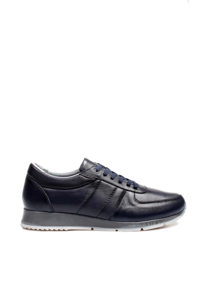 Ogroman İçi Dışı Kaliteli Hakiki Deri Lacivert Erkek Sneaker Spor Ayakkabı AH07951131555
