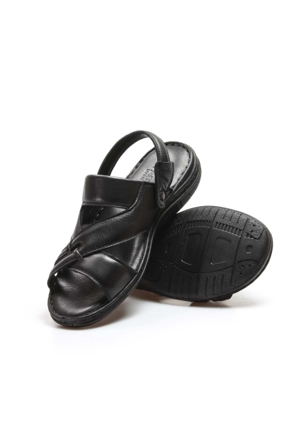 Ogroman İçi Dışı Kaliteli Hakiki Deri Siyah Erkek Klasik Sandalet AH07952131710