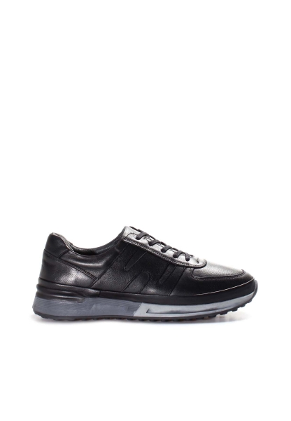 Ogroman İçi Dışı Kaliteli Hakiki Deri Siyah Erkek Sneaker Spor Ayakkabı AH07600131326