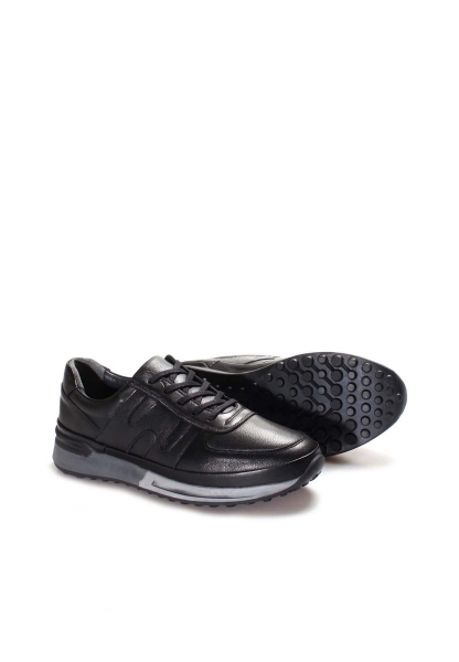 Ogroman İçi Dışı Kaliteli Hakiki Deri Siyah Erkek Sneaker Spor Ayakkabı AH07600131326