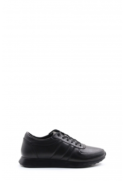 Ogroman İçi Dışı Kaliteli Hakiki Deri Siyah Erkek Sneaker Spor Ayakkabı AH07951131555