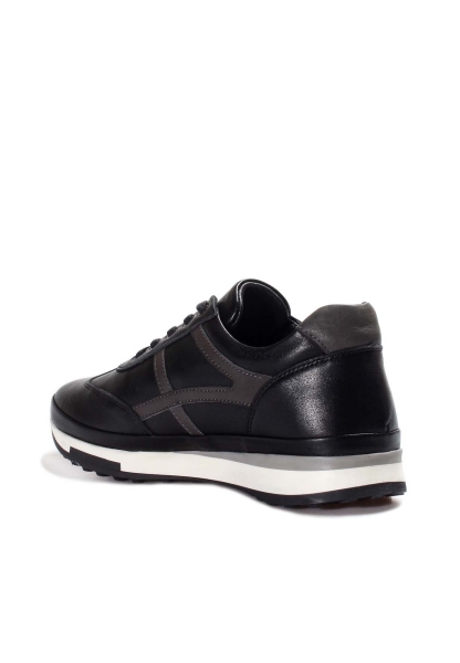 Ogroman İçi Dışı Kaliteli Hakiki Deri Siyah Gri Erkek Sneaker Spor Ayakkabı AH078551311319